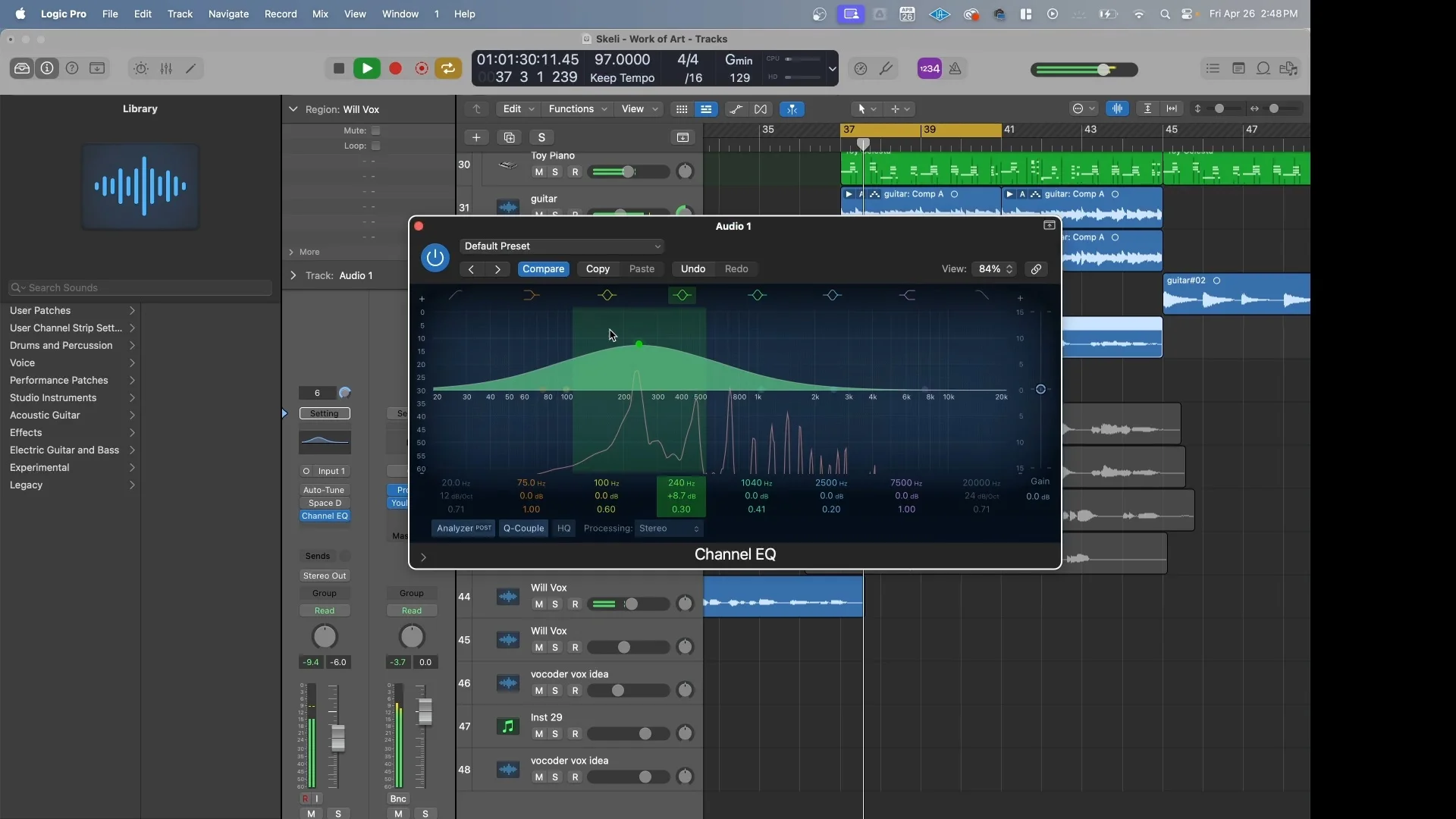 Logic Pro Channel EQ vocal processing showing the technical limits between formula and true artistry