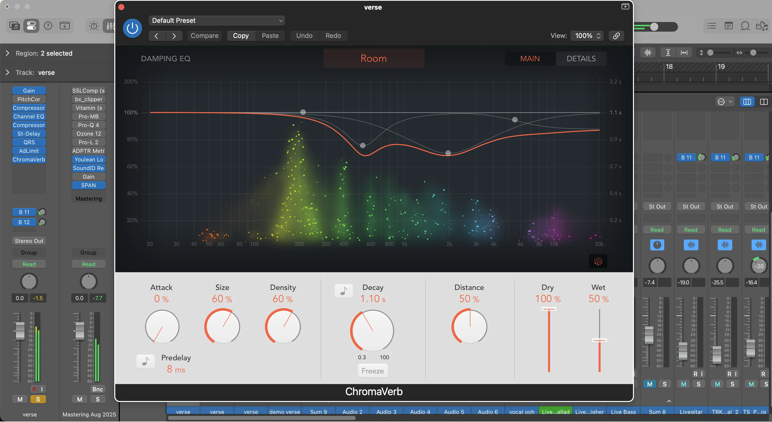 Logic Pro ChromaVerb plugin used for custom building dreamy ambient reverb textures