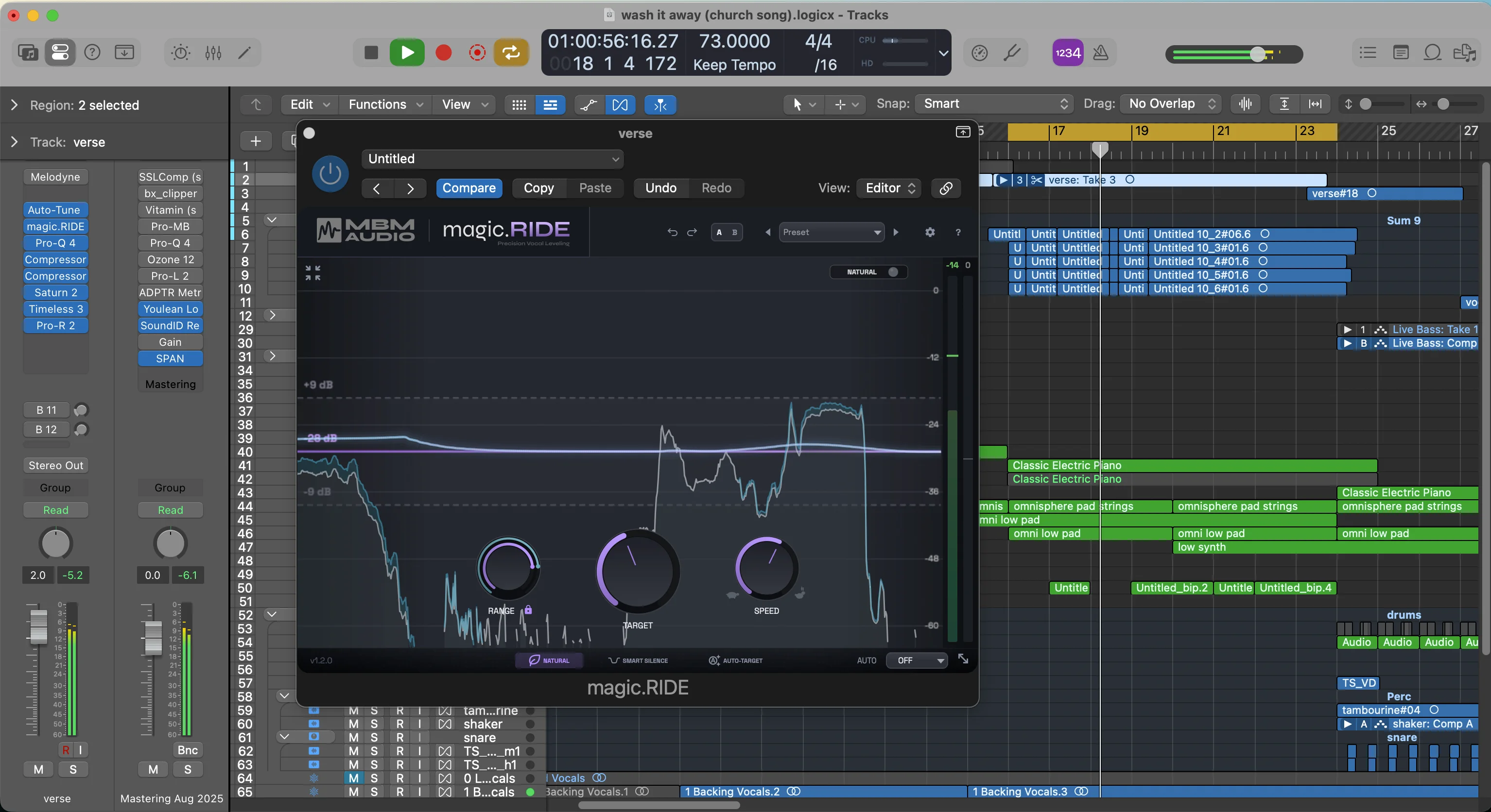 magic.CURVE dynamics plugin interface processing vocal audio with frequency analyzer and control knobs