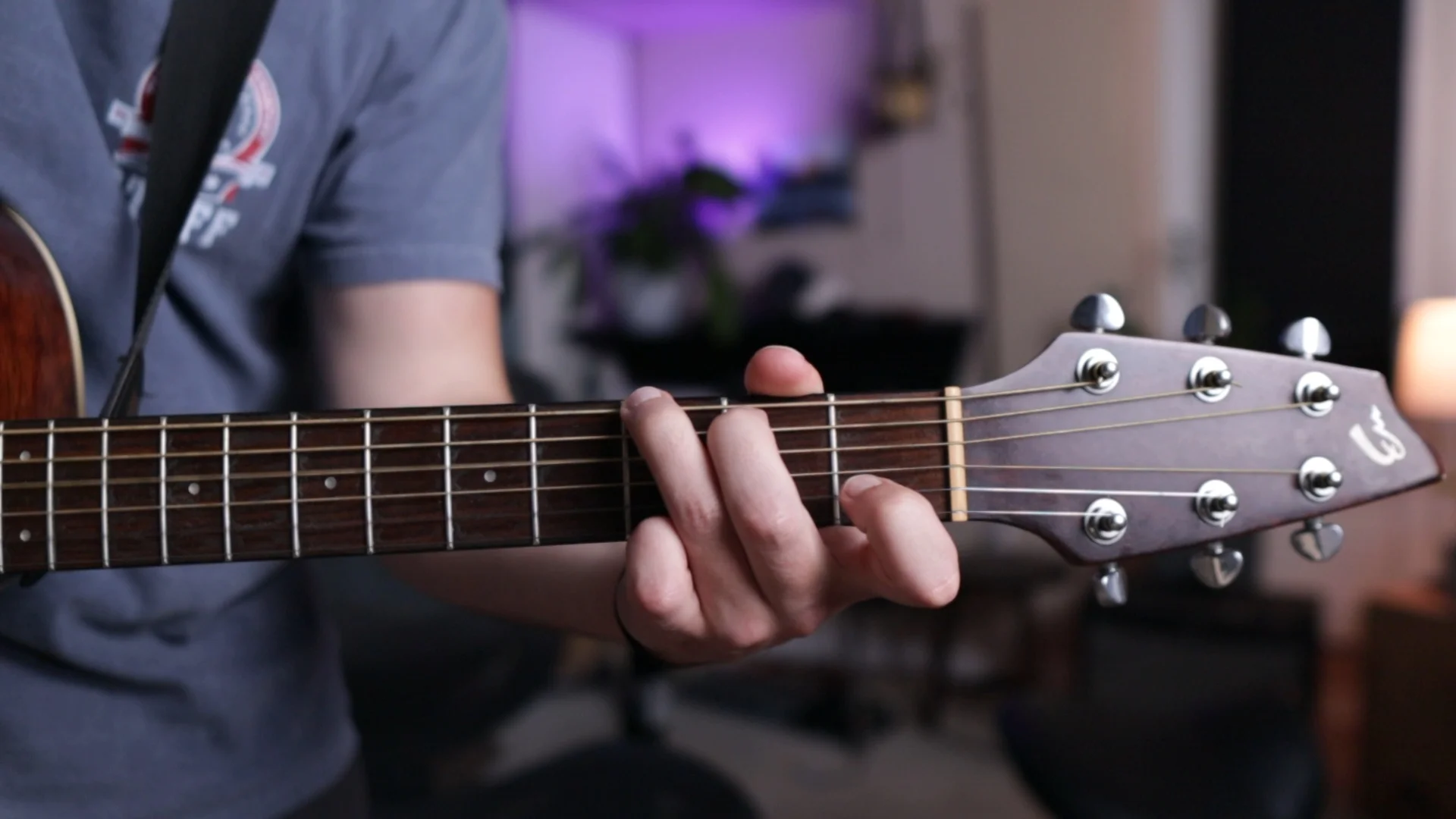 Mattie playing the I–V–vi–IV chord progression on acoustic guitar