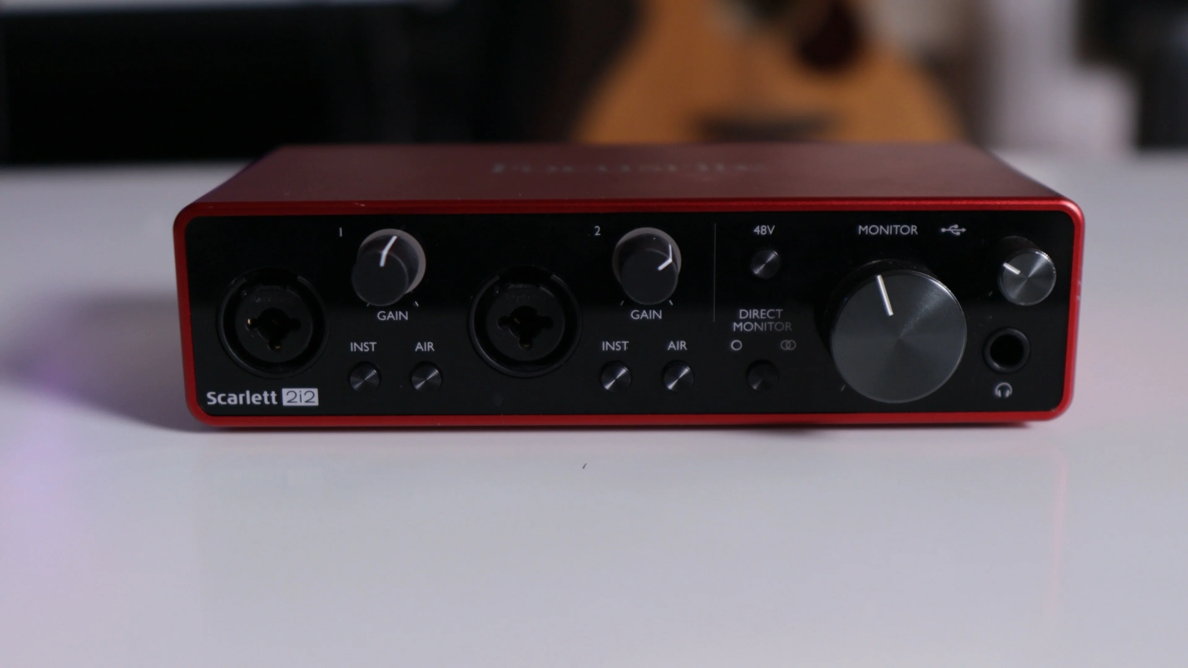 Focusrite Scarlett audio interface used for recording a song reconstruction session