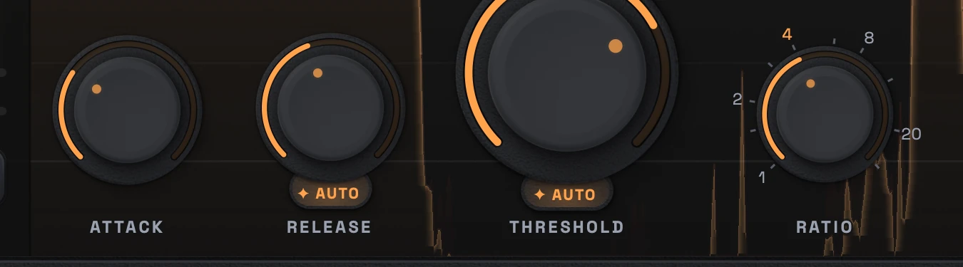 ATTACK, RELEASE, THRESHOLD and RATIO with AUTO
