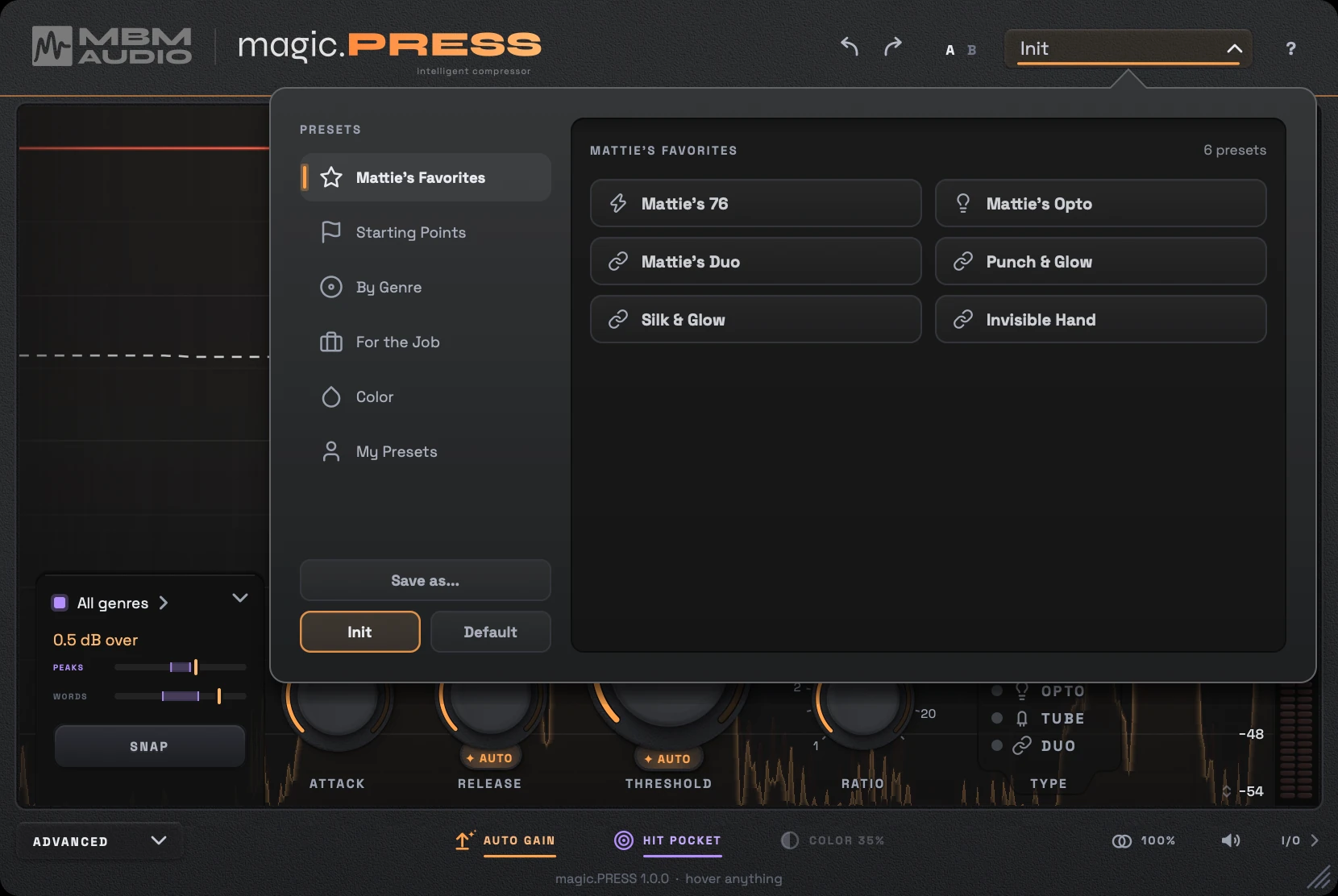 The magic.PRESS preset browser
