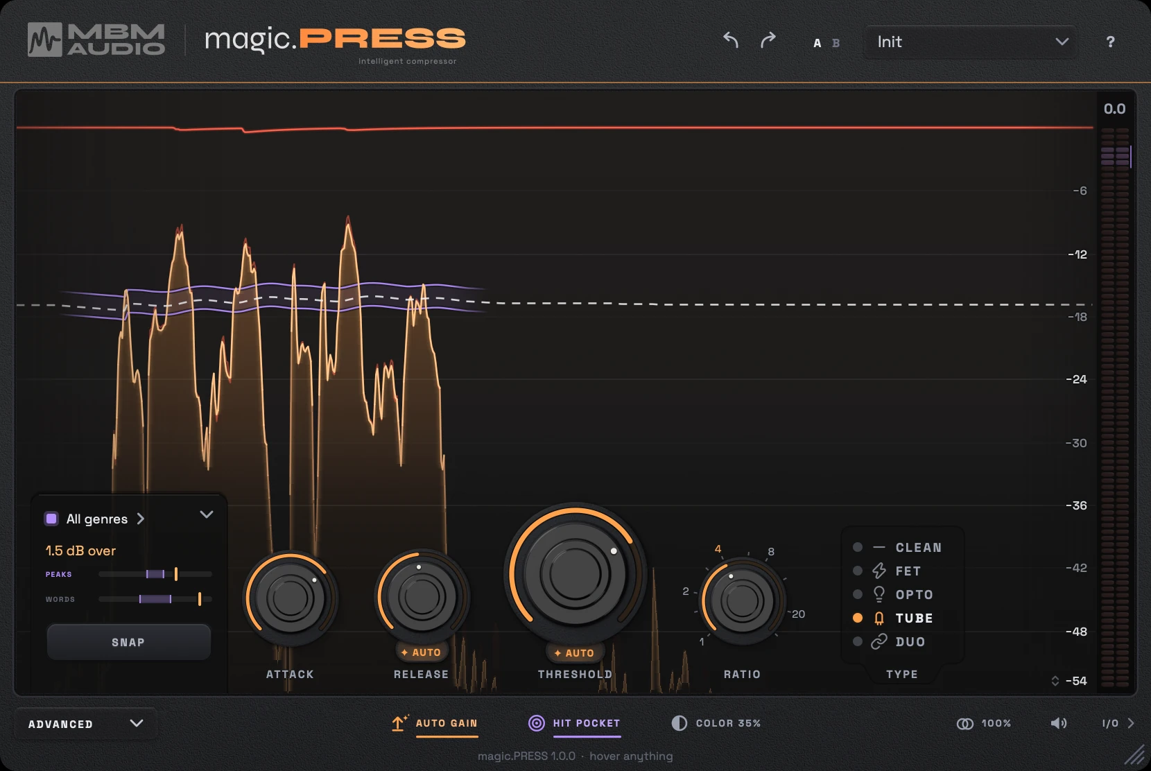 magic.PRESS set to TUBE